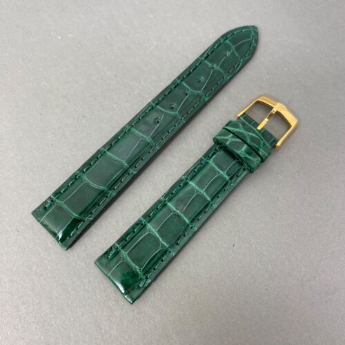 Genuine American Alligator Watch Band Strap Hand Crafted Italy 18mm Green Gloss - Photo 1/9