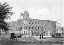 USA - CITY HALL of NEW YORK (1835) - Engraving from 19th century