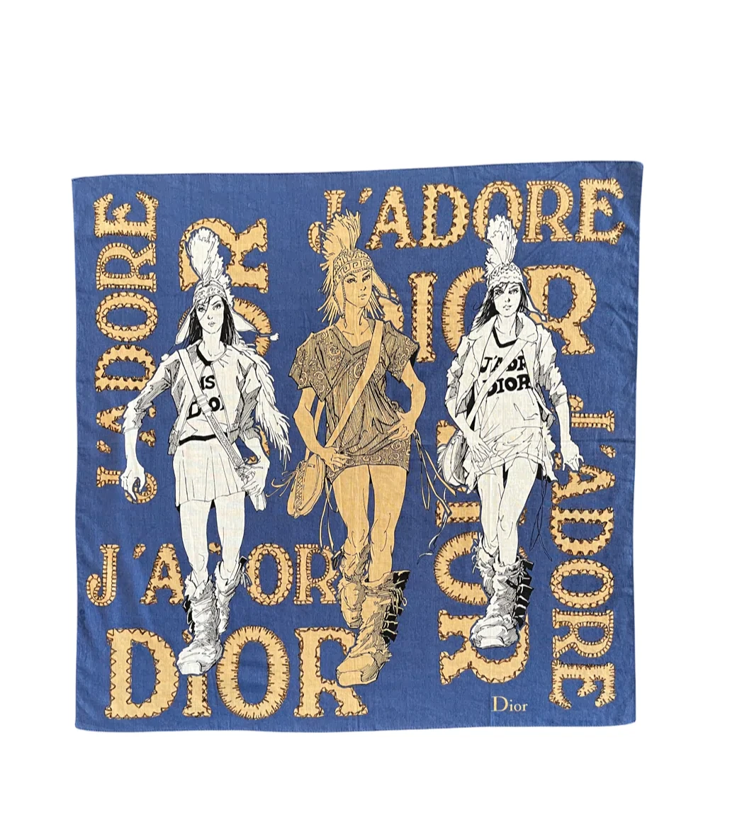 ÉCHARPE IMPRIMÉE VINTAGE DIOR PAR JOHN GALLIANO J'ADORE collection 2001