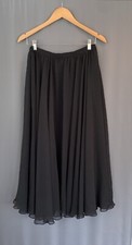 Vintage Chiffon Flounce Maxi Skirt Size 10 Black Witch Vamp Fairy Whimsigoth 80s