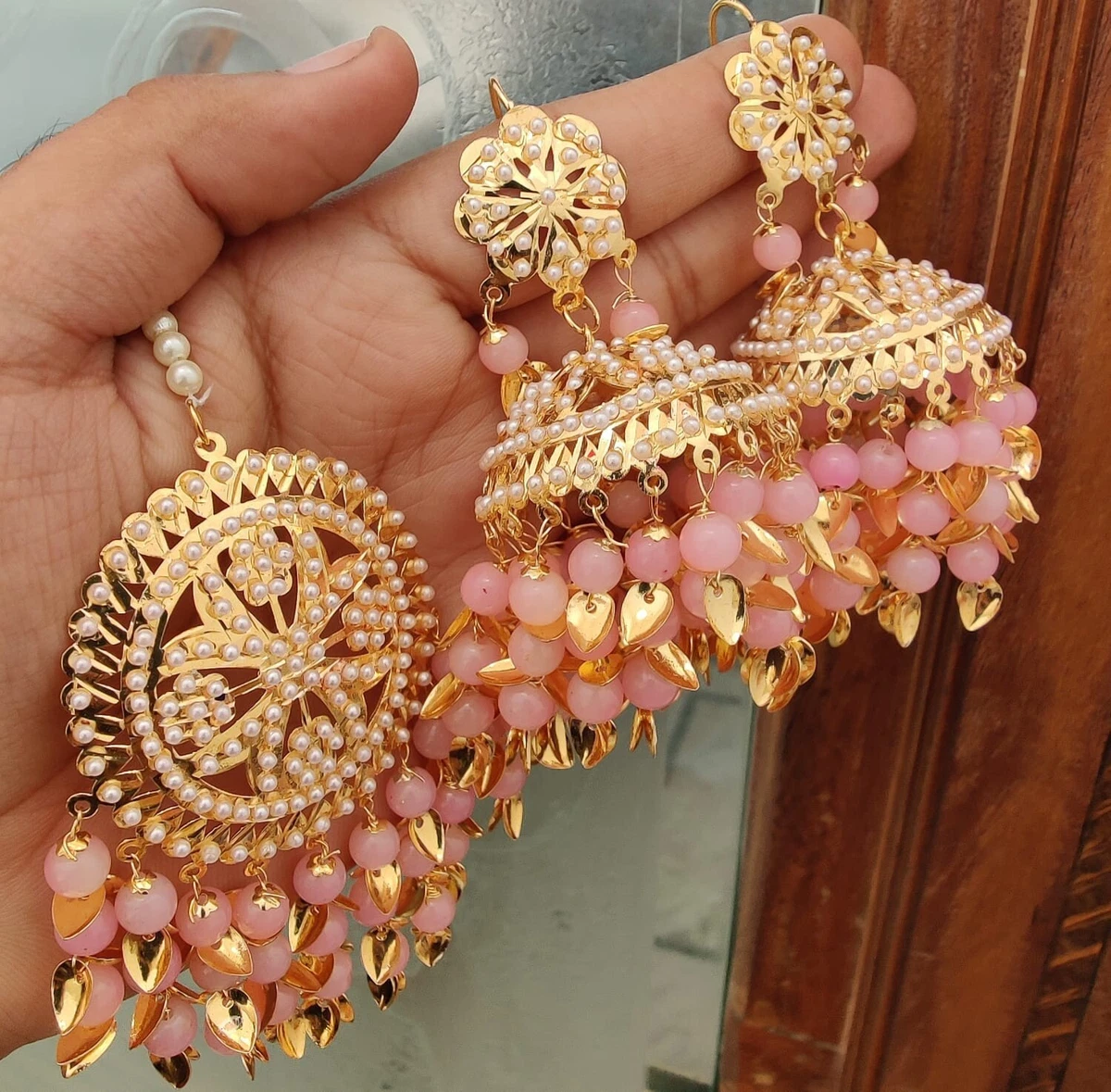Gold Plated Jadau Free Shipping Jhumka Earrings Tikka Only Jewelry