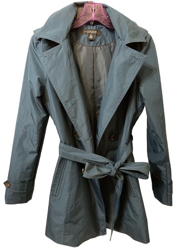 Liverpool Jeans Rain Trench Coat Jacket Size Small Blue Green Short Loose Button