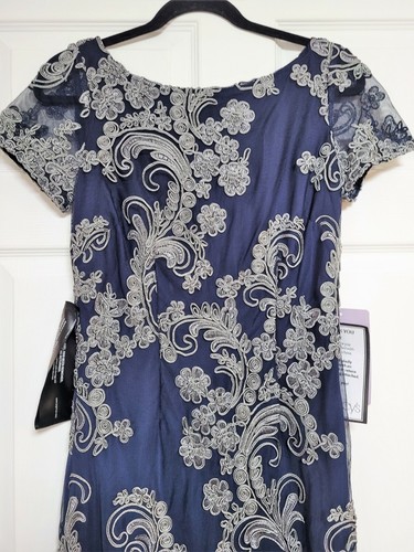 JS Collections Soutache-Trim Midi Dress / Wedding/ Party Dress/ size 2 / NavyGra - Picture 5 of 10