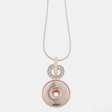 Snap Jewelry Rose Gold Necklace Rhinestone Halo  fits 18-20mm Ginger Charms 24"