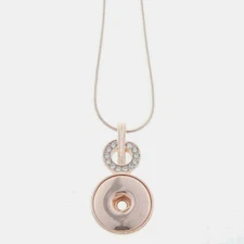 Snap Jewelry Rose Gold Necklace Rhinestone Halo  fits 18-20mm Ginger Charms 24"