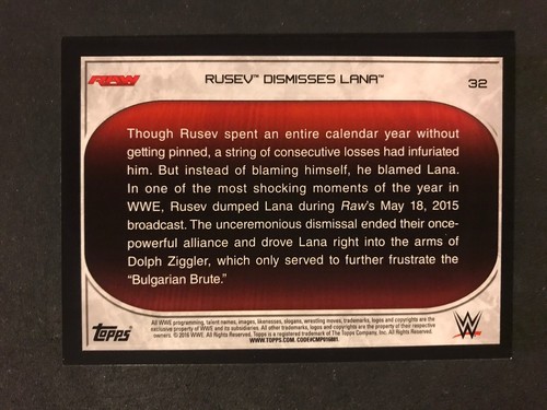 2016 Topps WWE Road to Wrestlemania #32 Rusev and Lana - Picture 2 of 2