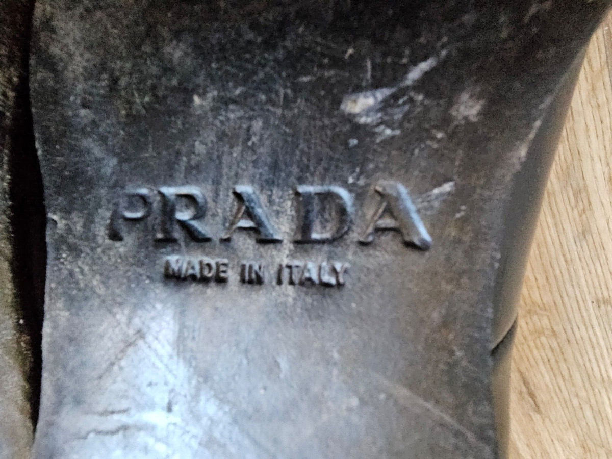 PRADA Made in Italy salvage style Oxford SHOES - Size 7 1/2 US PRADA Leather Derby Double Sole Dress Shoes - 2EE345 - Black  main image 4