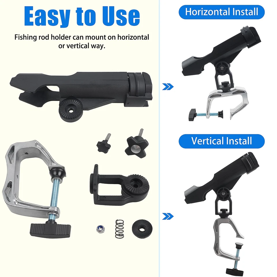 Soporte para cañas de barco de pesca rotación de 360 grados bloqueo eléctrico ajustable caña de pescar... Foto 2 de 4