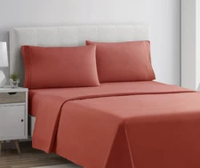 Clara Clark Microfiber 4 pc King Orange Sheets Allergy Free 1800 Premier Set