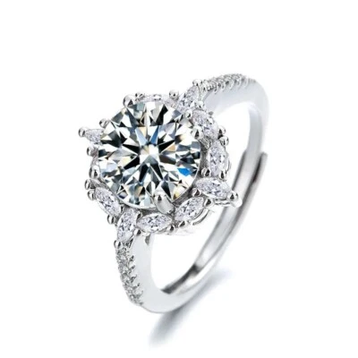 Damen Ring 925 Silber Plattiert Trauring Verlobungsring Hochwertige Zirkon - Bild 1 von 4