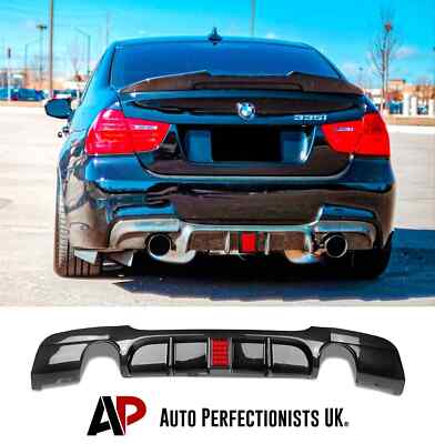 For BMW 3 Series 335i Style E90 E91 M Sport Carbon Fibre Valance Diffuser + LED