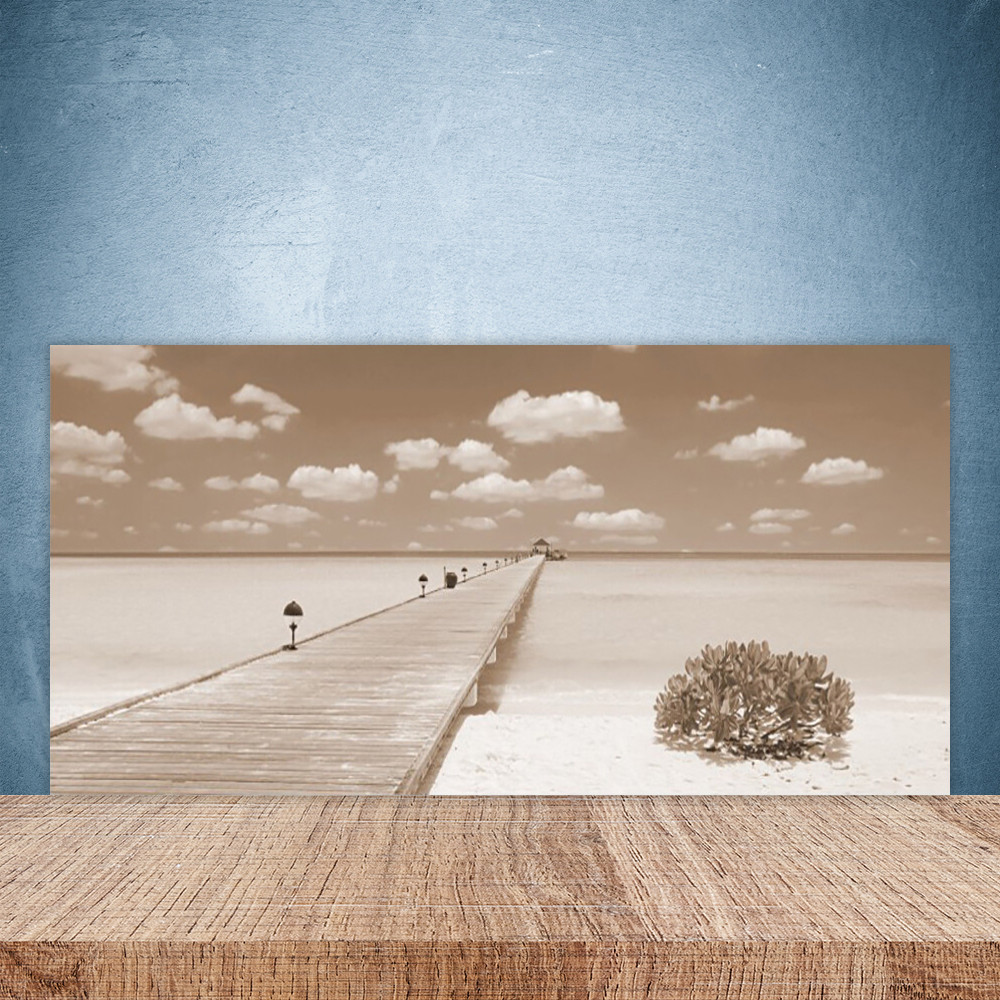 Crédence de cuisine en verre 100x50 cm motif Pont de Mer pour protection murale