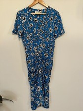 Leina Broughton Size 14 Womens Short Sleeve Gathered Front Floral Stretch Dress