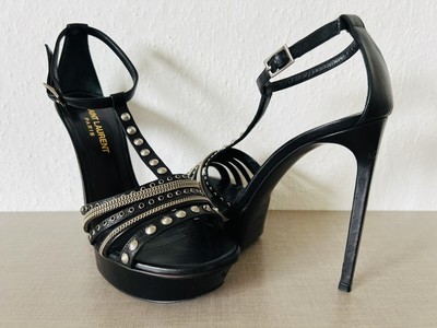 Yves Saint Laurent Plateau High Heels Sandalen aus Leder Größe 37