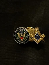 United States Army Masonic Square Compass Tac Pin Fraternity Master Mason NEW!