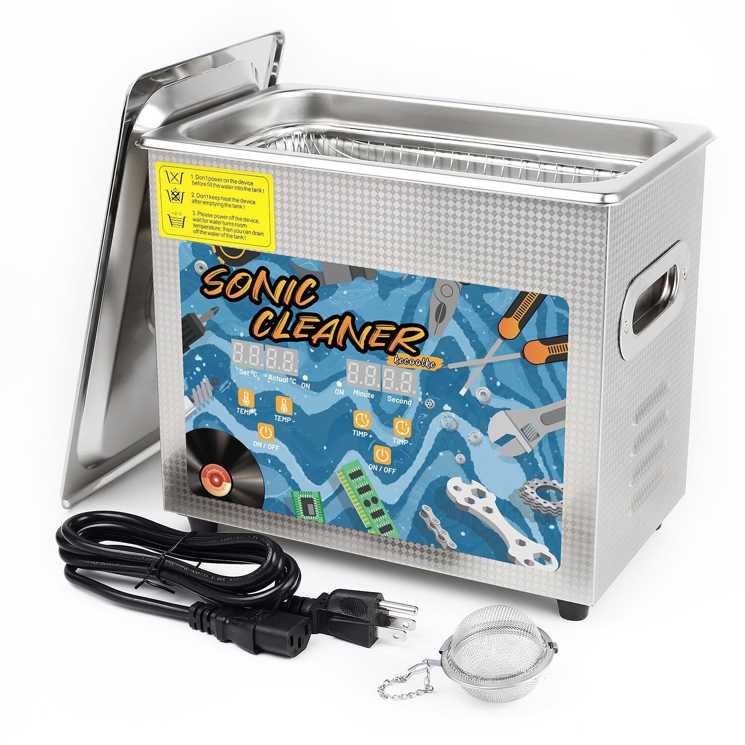 Nettoyeur ultrasons 3L KECOOLKE avec fonction chauffage et minuterie réglable en cuve inox