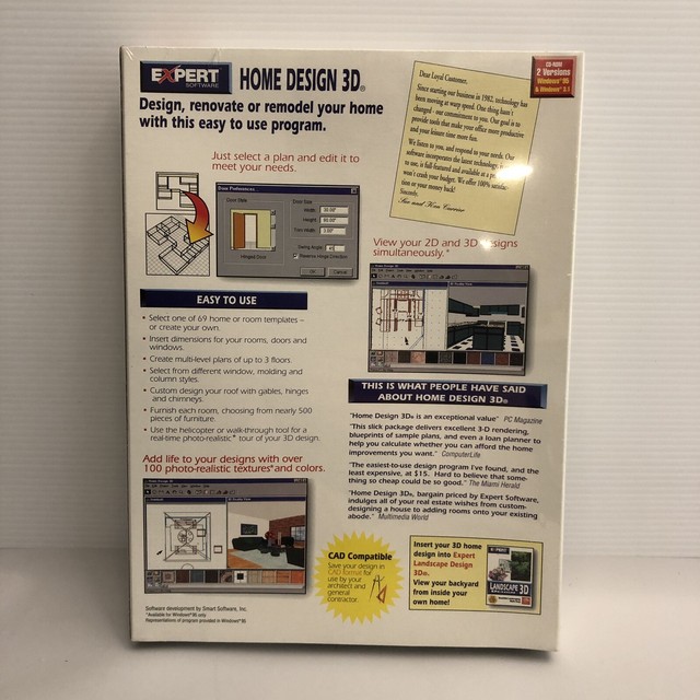 Expert Home Design 3D 1997 For Windows 95 Or 3.1 New Sealed