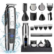 14 PC. Hair, Beard Grooming Kit All-In-1 Waterproof Cordless W/Storage Dock