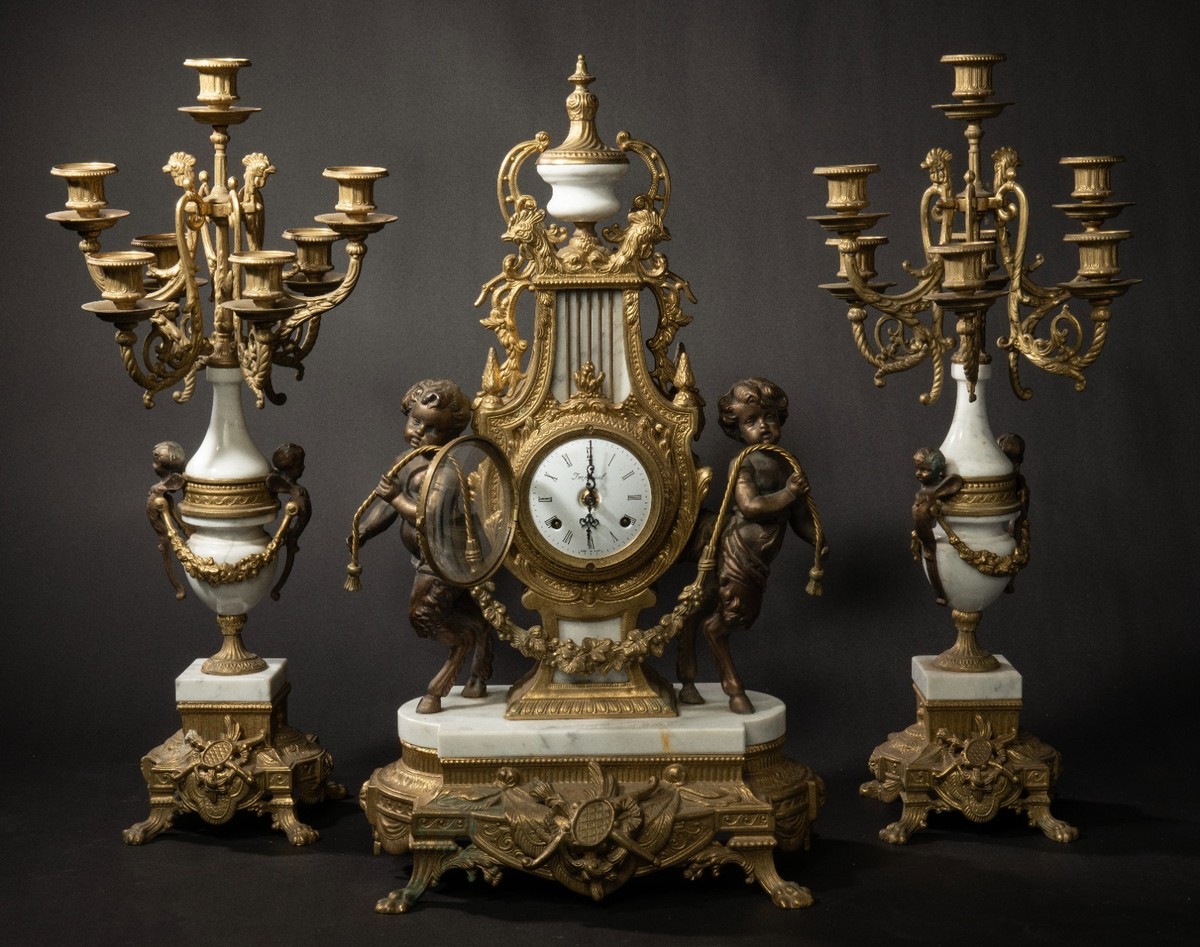 イタリア製 Imperial 置き時計 燭台セット　アンティーク Imperial Lancini Vintage Italian Clock and Candle Stick set | eBay