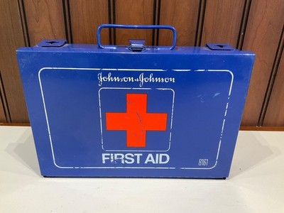 Johnson and Johnson First Aid Kit 8161 Vintage Metal Box Contents included 