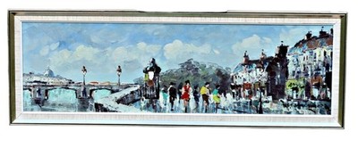 Hendrik Cornelis Kranenburg Paris Seine Oil on Canvas, Signed, Framed