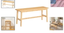 39" Indoor Wooden Bench Multifunctional Elm Solid Wood Dining Bench for Bedro...