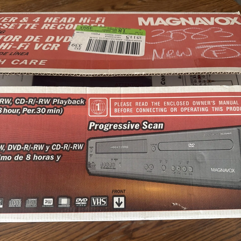 Magnavox DV225MG9 DVD/VCR Combo Reproductor 4 Cabezales Hi-Fi Nuevo Caja Abierta Sin Usar Foto 2 de 4