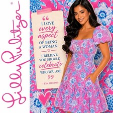 Lilly Pulitzer Nastia Cotton Dress in Roxie Pink Wave & Sea Print, Size 6, EUC!