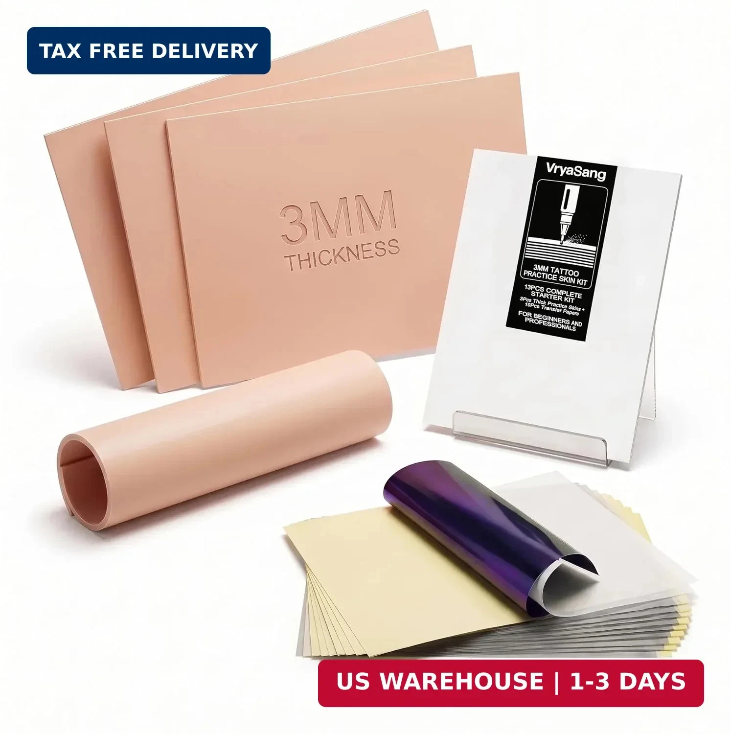 Premium 3MM Double-Sided Tattoo Practice Skin Kit, 13PCS - 3 Thick Blank Fake Sk - product detail image 2