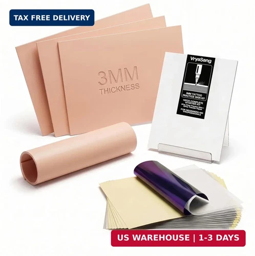 Premium 3MM Double-Sided Tattoo Practice Skin Kit, 13PCS - 3 Thick Blank Fake Sk image 2