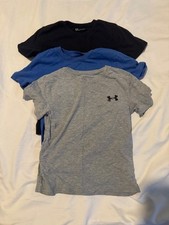 Under Armour Boys T Shirt Lot Size 5 3 Pack Short Sleeve Gray Blue Black
