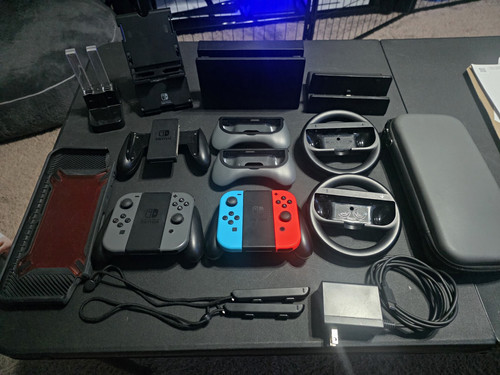 Nintendo Switch Mega Accessory Bundle - 4 Joy-Cons, Dock, Grips, Wheels, Case
