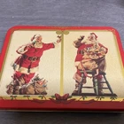 Coca Cola Nostalgia Christmas Santa Playing Cards In Tin Can Vtg
