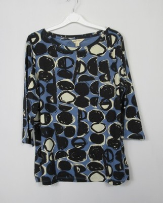 Seasalt Damen Staffelei 3/4 Ärmel Top - Kiesel Mono Print Muschel Größe 8 -18 - 22