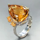 Vintage 15 ct Natural Citrine Quartz Ring 925 Sterling Silver Size 7.5 /R459413