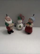 Santa And Mrs. Claus And Snowman Ornaments 2.5  Tall Cookies And Toy List