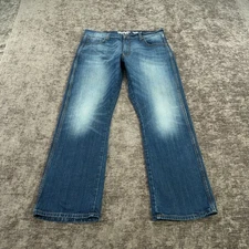 Wrangler Retro Jeans Mens 35x31 Blue Dark Denim Relaxed Boot Cut Stretch Cowboy
