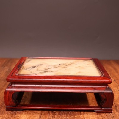 Chinese Natural Rosewood Inlaid Marble Handmade Exquisite Small Tea Table 7643