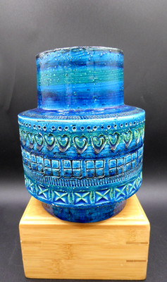 Bitossi Rimini Aldo Londi Raymor MCM Italy 1809  Blue Glaze Art Pottery Vase!