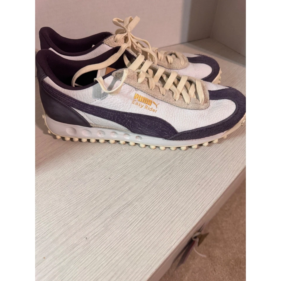 复古灵感彪马 Easy Rider 女式运动鞋白色紫色 10 码 — 第 2/4 张图片