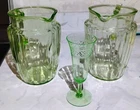 Vintage Green Uranium Glass Depression Pitcher Anchor Hocking 2 1/2 Quart 10 cup