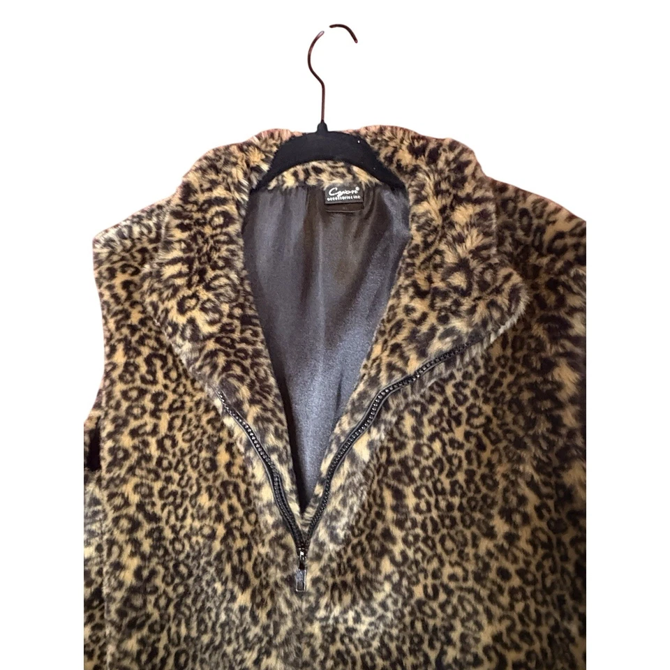 Cejon Accesorios Talla XL Imitación Piel Estampado Leopardo Chaleco Sin Mangas Cremallera Frontal Completa Foto 2 de 4