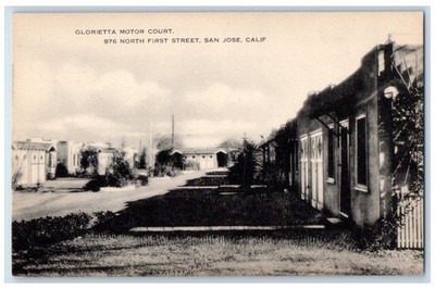 c1950 Glorietta Motor Court Restaurant Cottages San Jose California CA Postcard