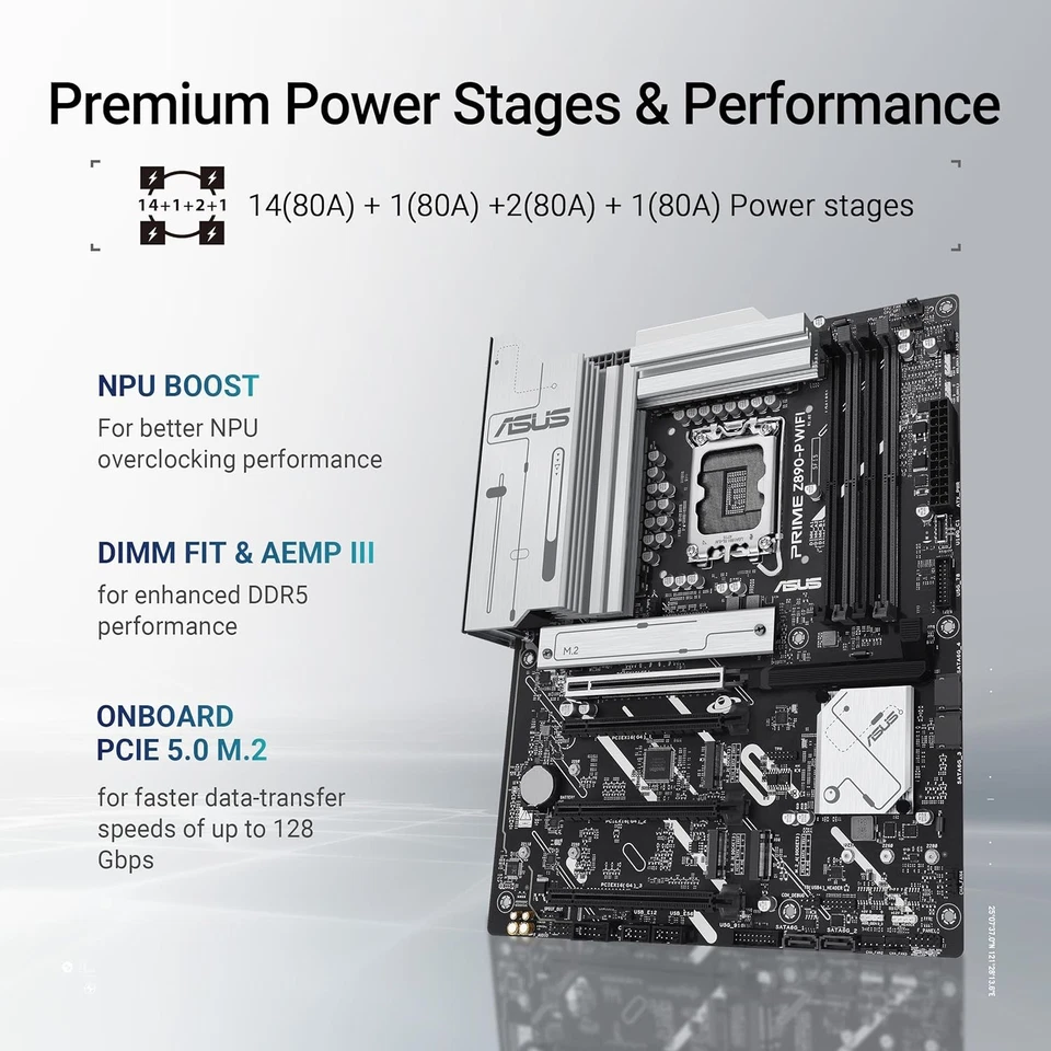 ASUS Intel PRIME Z890-P ATX motherboard,14+1+2+1 (80A) power stages,DDR5 slots,  - Image 3 of 4