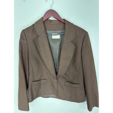 Vintage Pendleton Wool Blazer Brown Single Button Made in USA Womens Size 12