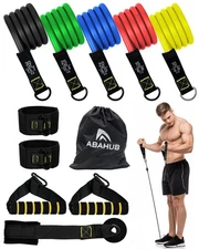 Arm Training Fitness Bands Set of 10-100lbs,Resistance Bands with Handles and...