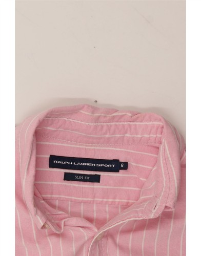 RALPH LAUREN Womens Slim Fit Shirt US 6 Medium Pink Pinstripe Cotton AF05 - Picture 4 of 4