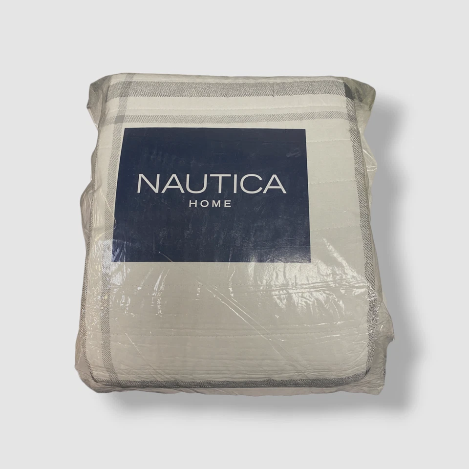 Juego de edredón reversible de 3 piezas de algodón Fleetville blanco Nautica, completo/queen Foto 2 de 4