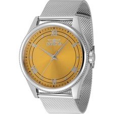 Invicta Celestial Men s 43mm Watch SS Mesh Band Yellow Brass Dial 48481 New