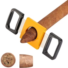 Galiner Double Blades Cigar Cutter Stainless Steel Sharp Scissor Portable Yellow